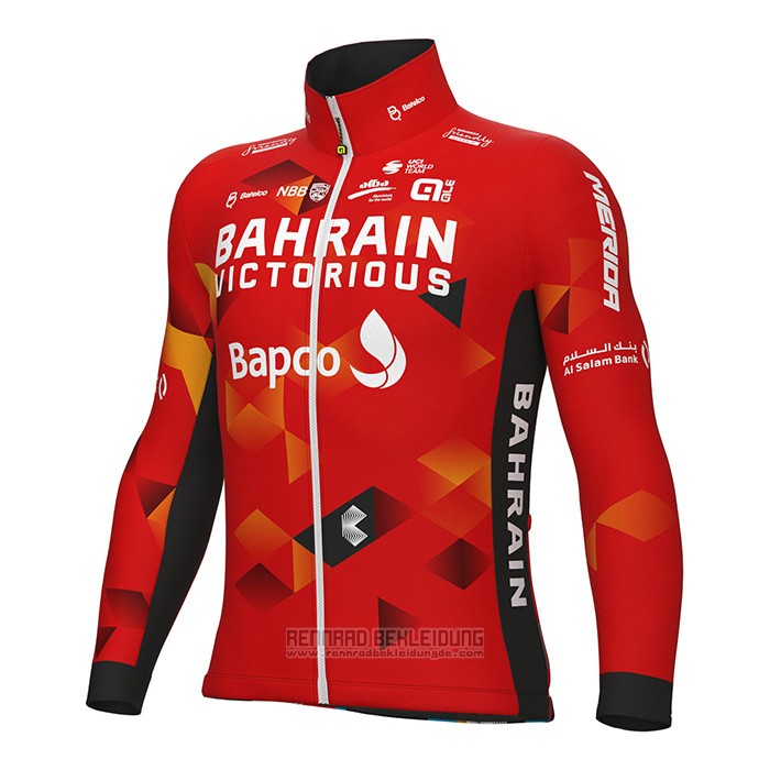 2022 Fahrradbekleidung Bahrain Victorious Rot Trikot Langarm und Tragerhose